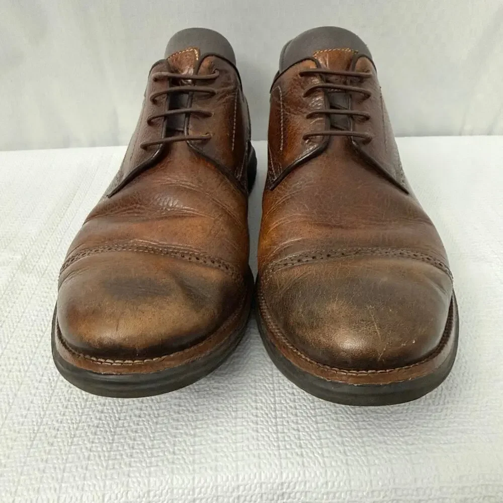 Martin Dingman Shoes Mens 11.5 M Countryaire Pebble Grain Cap Toe Brown Leather